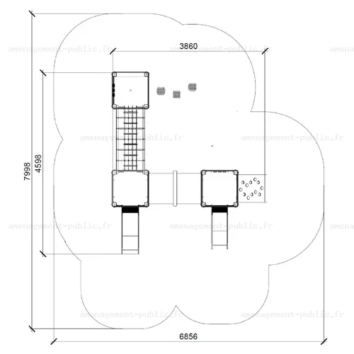 Structure pour aire de jeux 3 tours Ludicolors